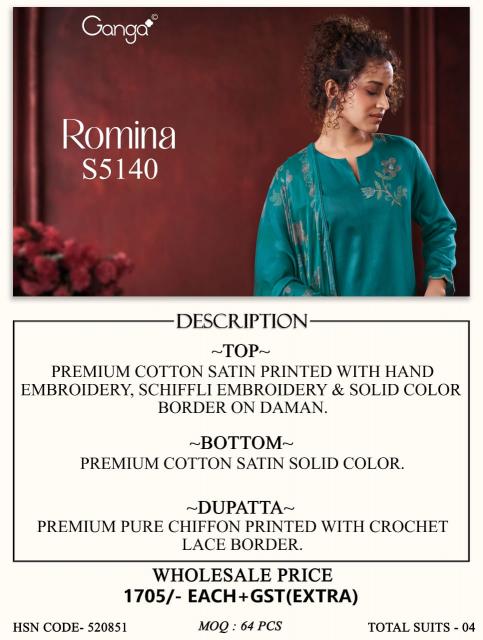 Ganga romina 5140 wholesale dress material market in kolkata